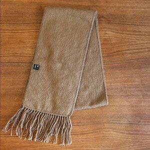 Vintage Classic Tan Scarf, Alpaca wool, Peruvian 8” x 66”